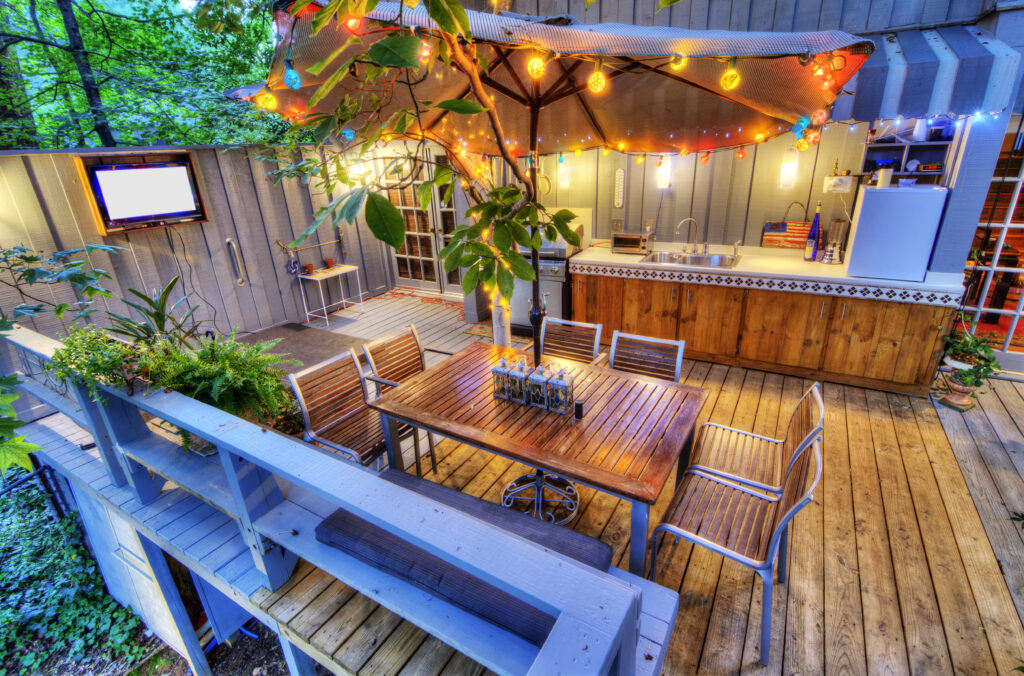 Nice patio at a home in the woods . Patio Ready for Summer